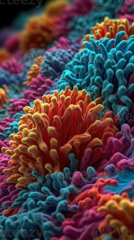 The Intricate Process of Ribosomes Synthesizing Proteins in Vivid Colors Generative AI photo