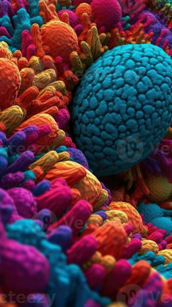 The Intricate Process of Ribosomes Synthesizing Proteins in Vivid Colors Generative AI photo