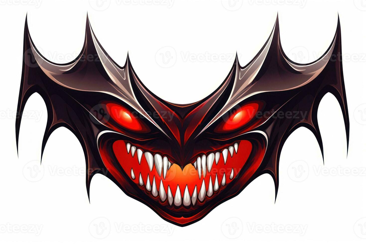 Spooky Halloween Stickers Vampire Fangs Isolated on White Background AI Generated photo