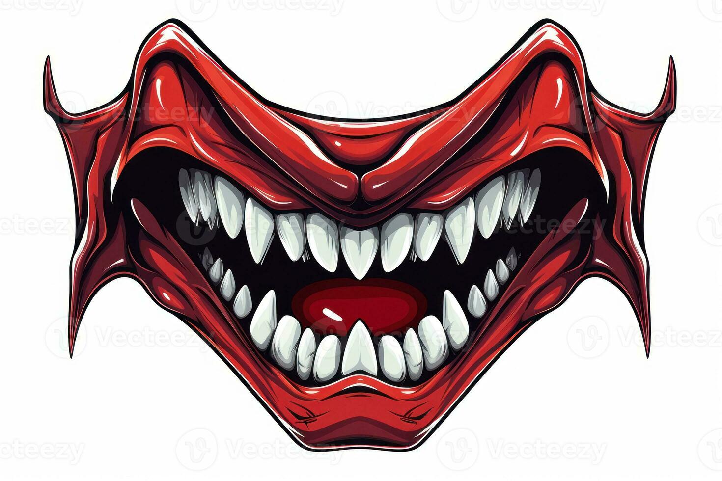 Spooky Halloween Stickers Vampire Fangs Isolated on White Background AI Generated photo