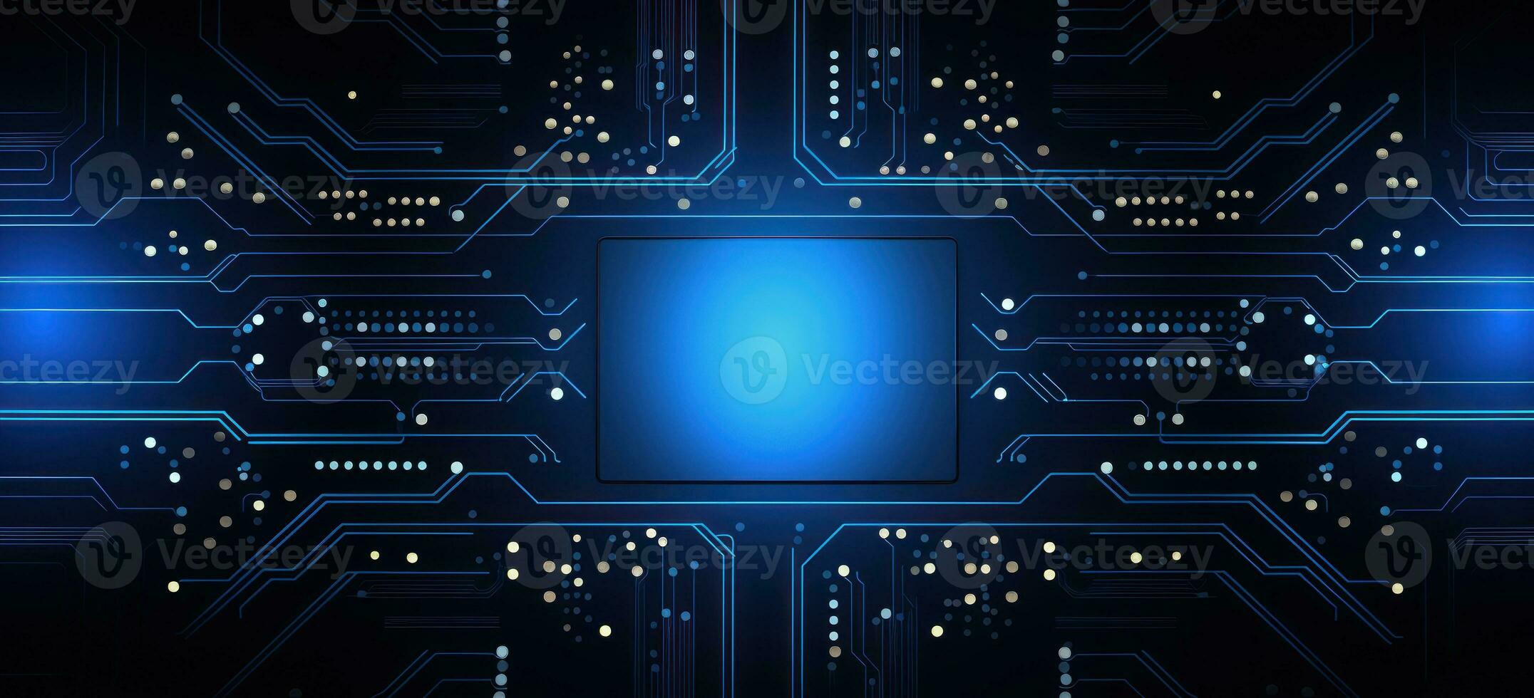 Shiny Blue Circuit Board Techno Background AI Generated photo
