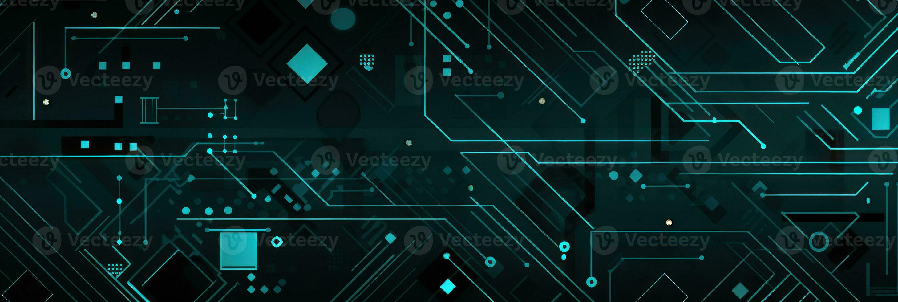 Dark Teal and Dark Azure Technology Themed Background with Circuitry AI Generated photo
