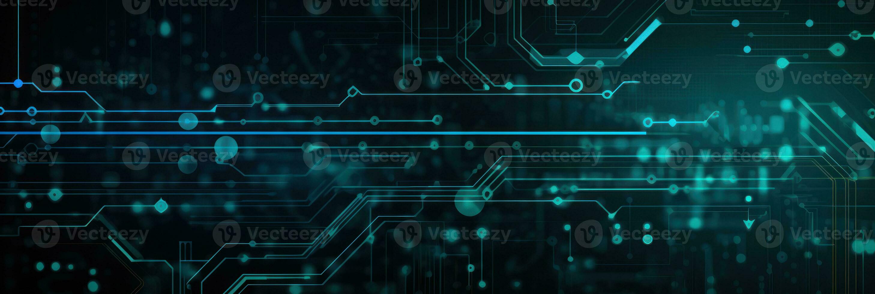 Dark Teal and Dark Azure Technology Themed Background with Circuitry AI Generated photo
