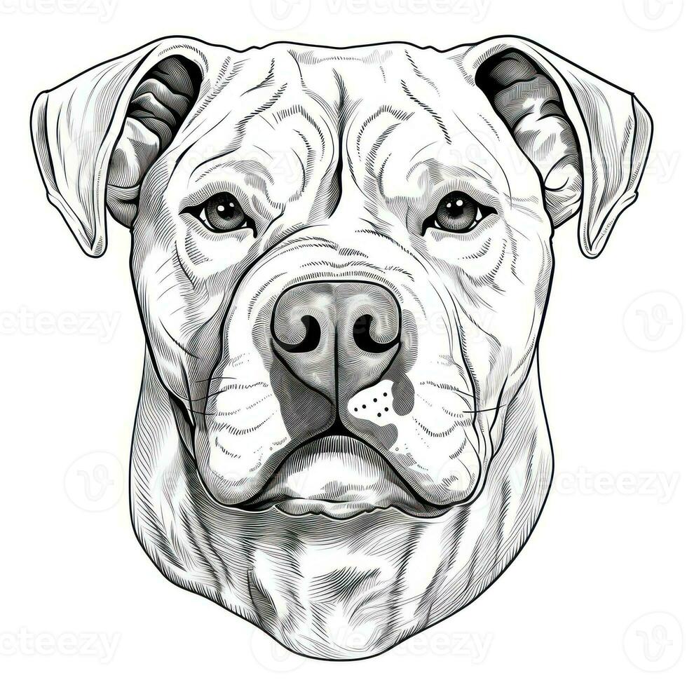 American Bulldog Face Hand Drawn Clipart Image AI Generated photo
