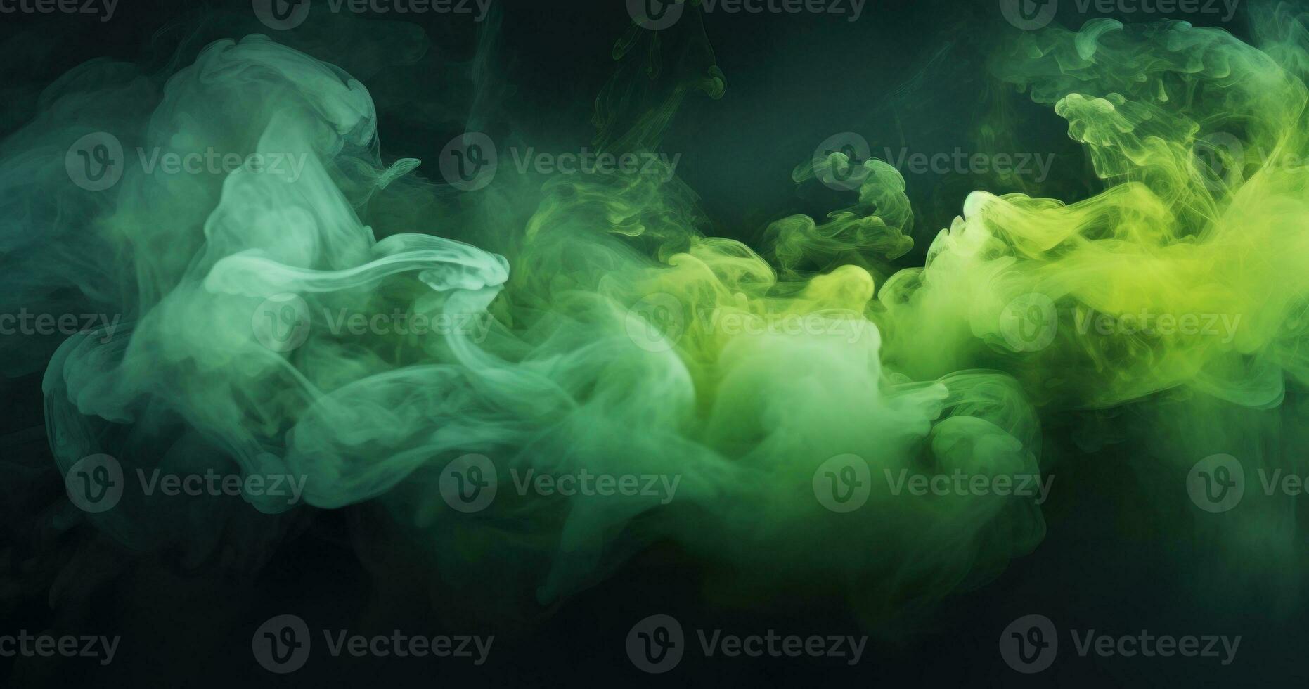 Mystical Green Smoke in Space with Intricate Underwater Style AI Generated photo