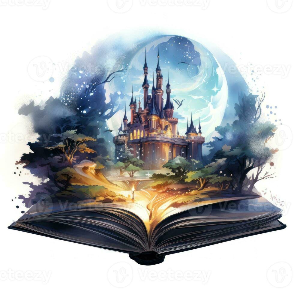 Magical Disney Style Alibaba Scene Watercolor Clipart AI Generated photo