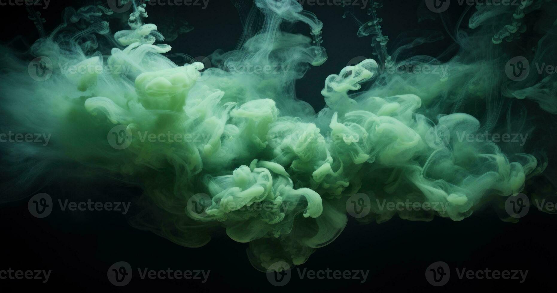 Mystical Green Smoke in Space with Intricate Underwater Style AI Generated photo