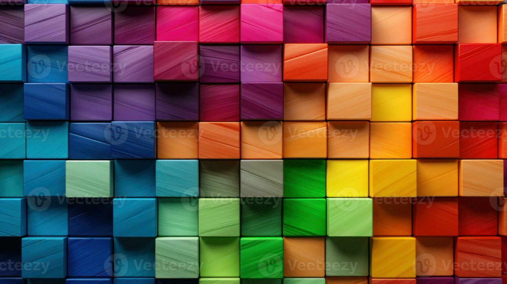 Vibrant Spectrum of Stacked Wooden Blocks AI Generated photo