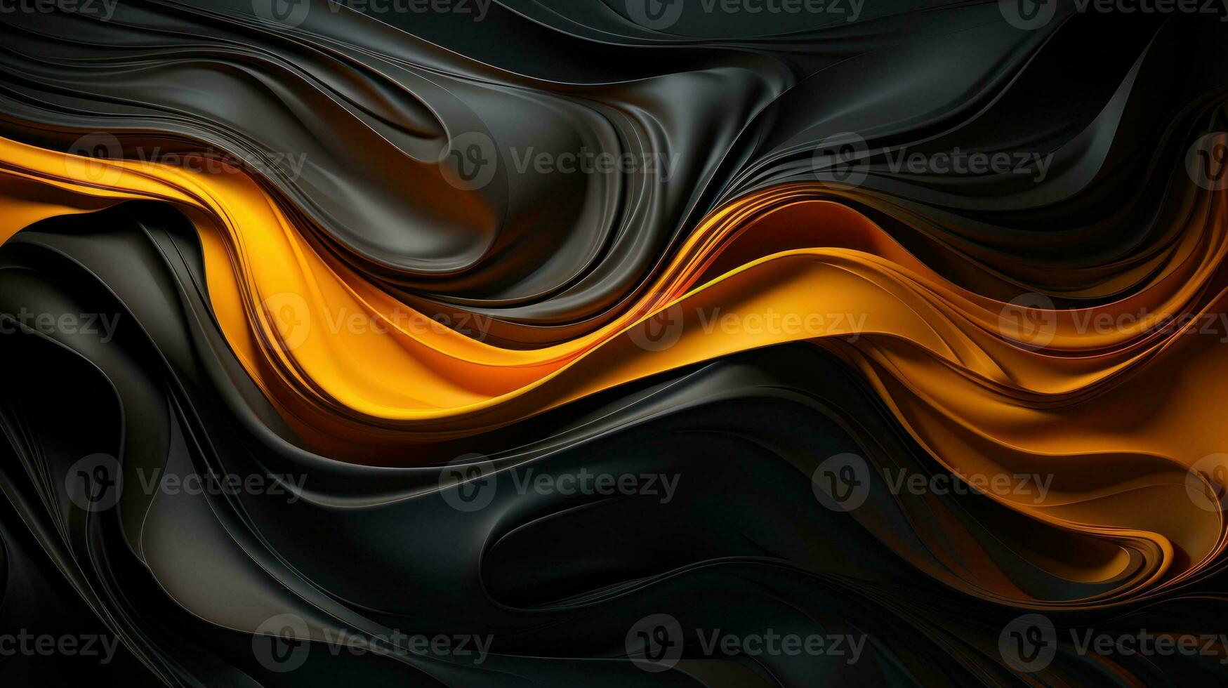 Elegant Black Background with Golden Waves AI Generated photo