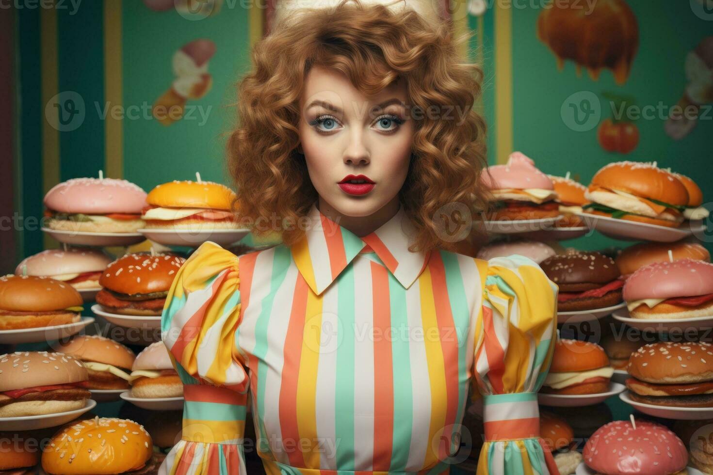 Bizarre and Surreal Photography of a Hungry Fashion Model AI Generated photo