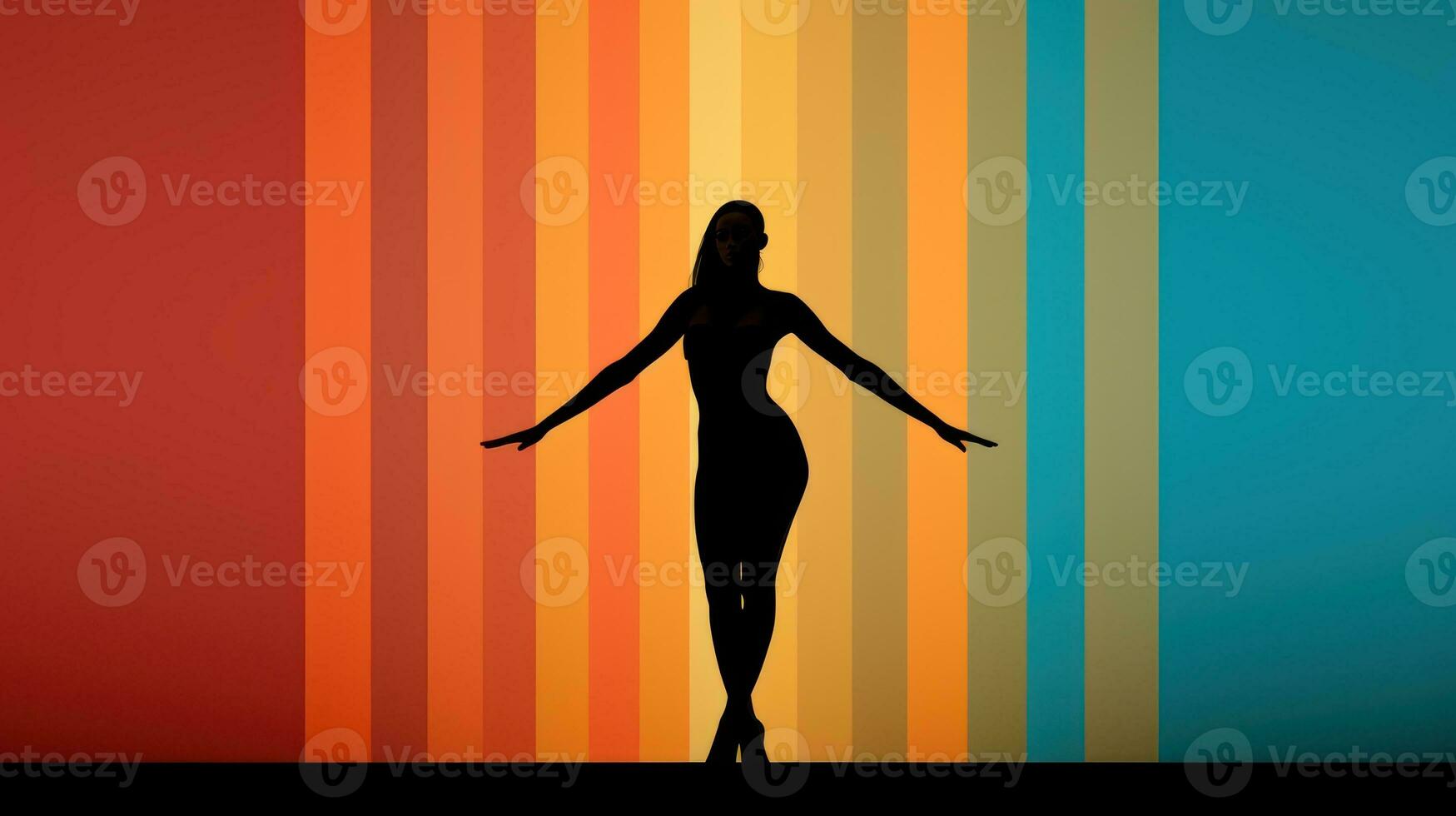 Graceful Black Silhouette of a Woman Dancing AI Generated photo