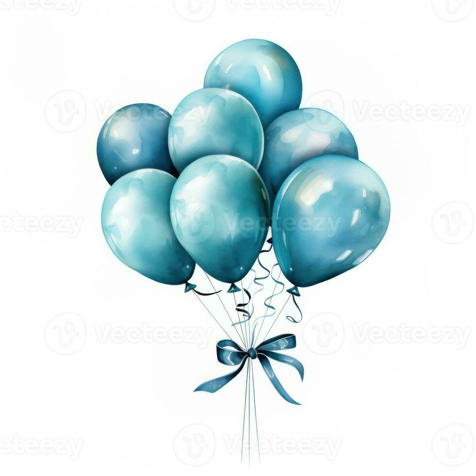 Colorful Watercolor Balloons on White Background AI Generated photo