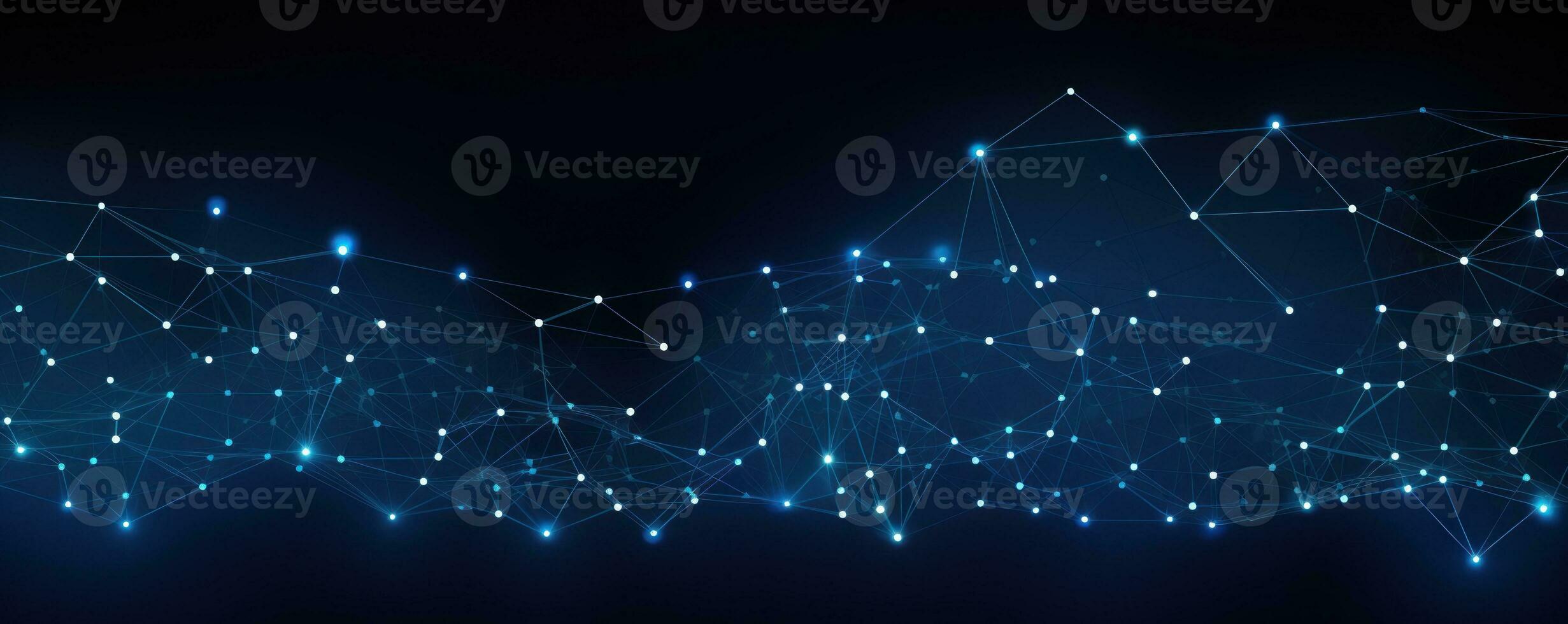 Blue Abstract Digital Network Background with Light Particles AI Generated photo