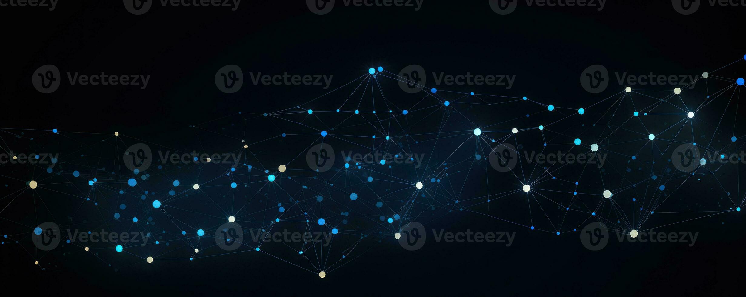 Blue Abstract Digital Network Background with Light Particles AI Generated photo