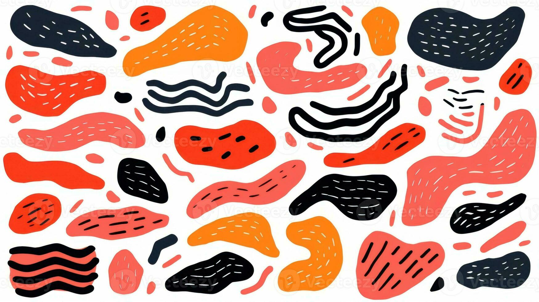 Abstract Charcoal Stripes and Bold Paint Shapes AI Generated photo