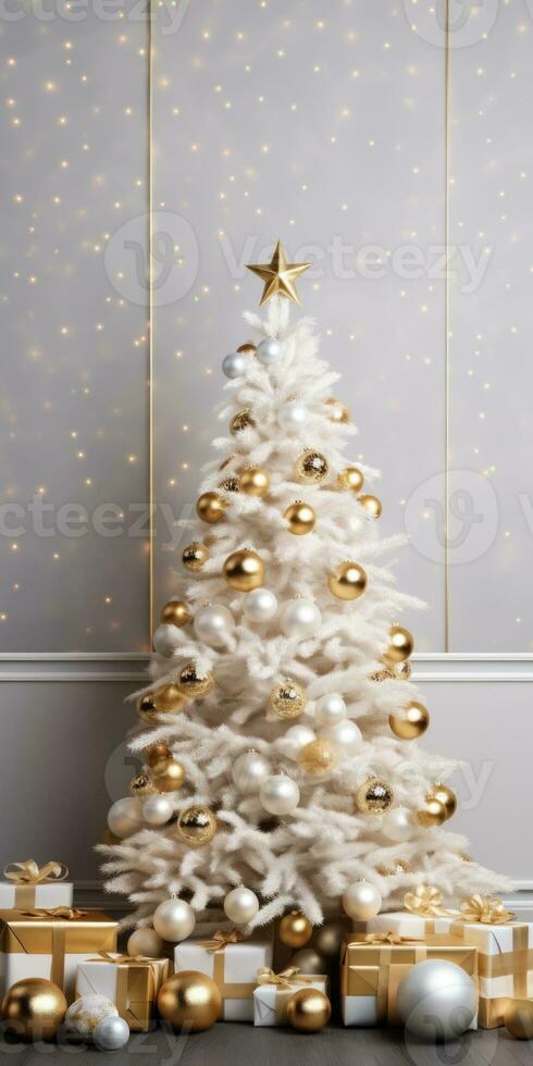 Luxury Christmas Decorations on Simple Background Mockup AI Generated photo