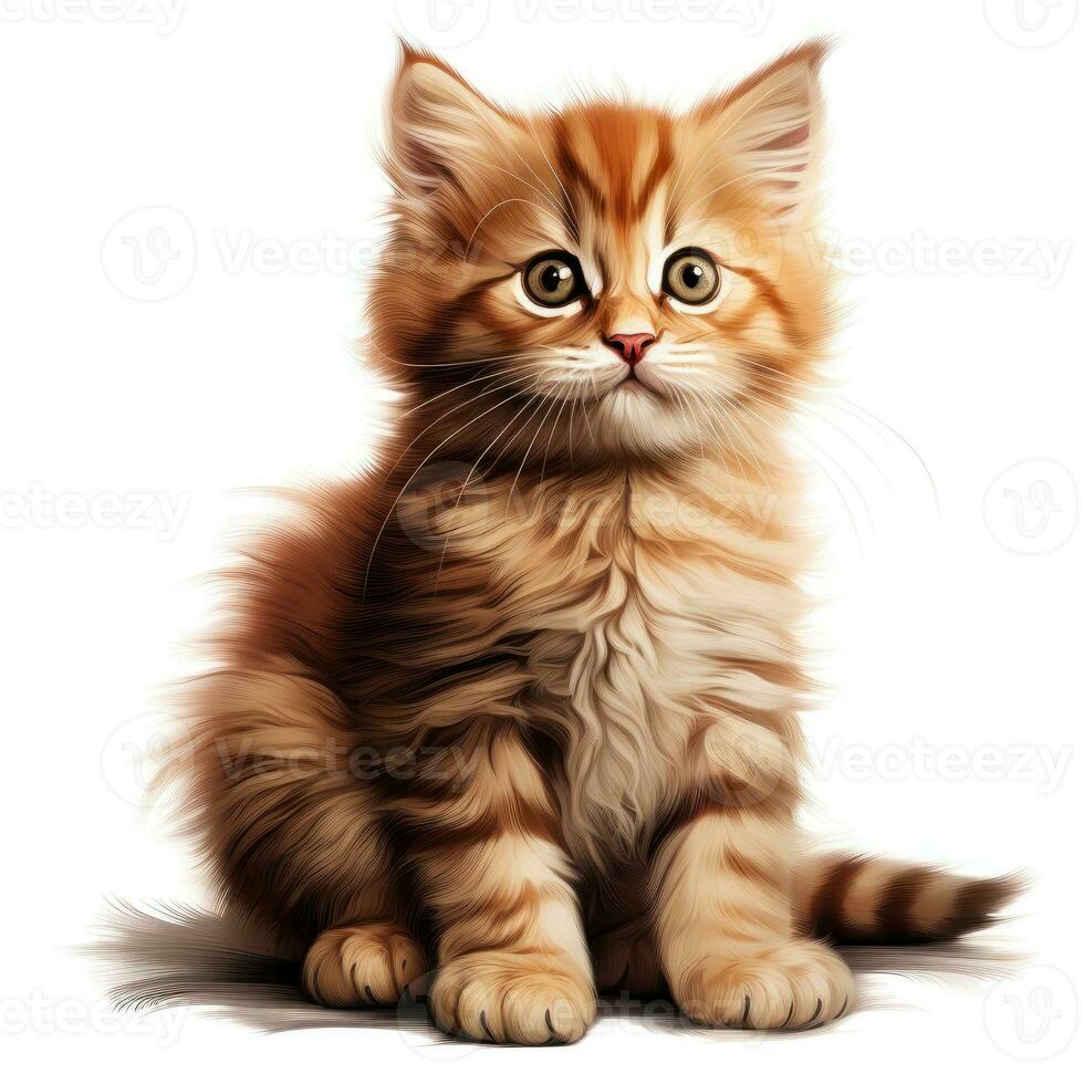 Cute Kitten Clipart on White Background Ultra Realistic AI Generated ...