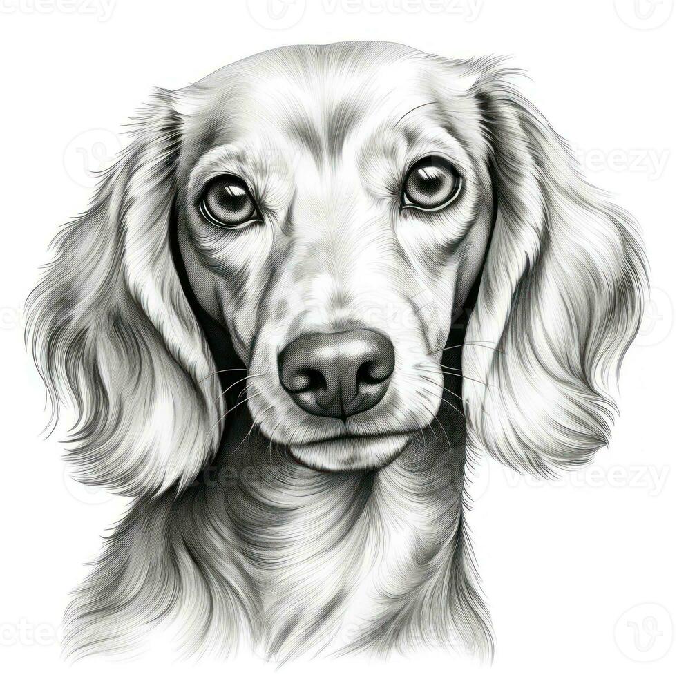 Handdrawn Dachshund Face Clipart for Coloring Book on White Background AI Generated photo