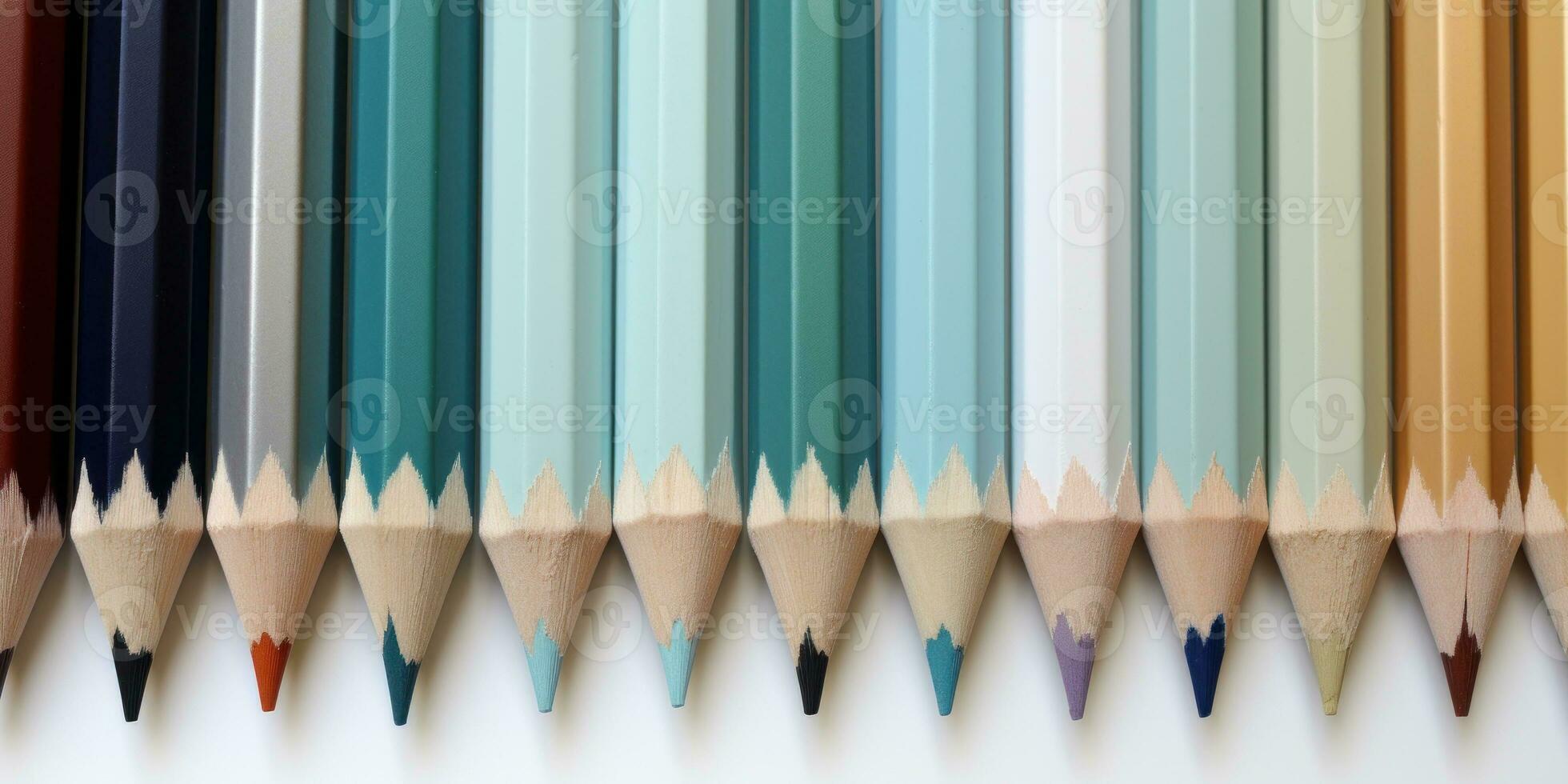 Minimalist Pencils in Mint Cream Alice Blue and Honeydew AI Generated photo