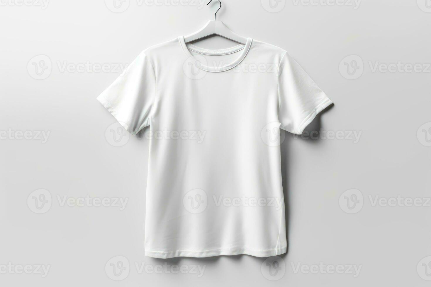 Blank white tshirt mockup on white background AI Generated photo