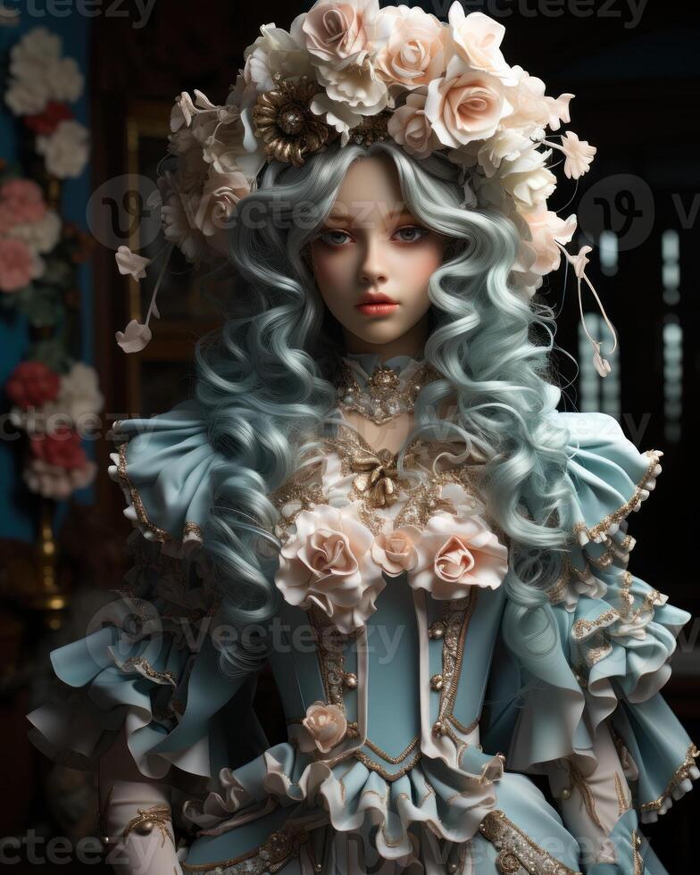 A Beautiful Porcelain Rococo Doll AI Generated 29992964 Stock Photo at
