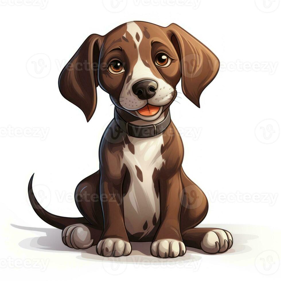 Adorable German Shorthaired Pointer in Cartoon Style for Toddler Book Clipart AI Generated photo
