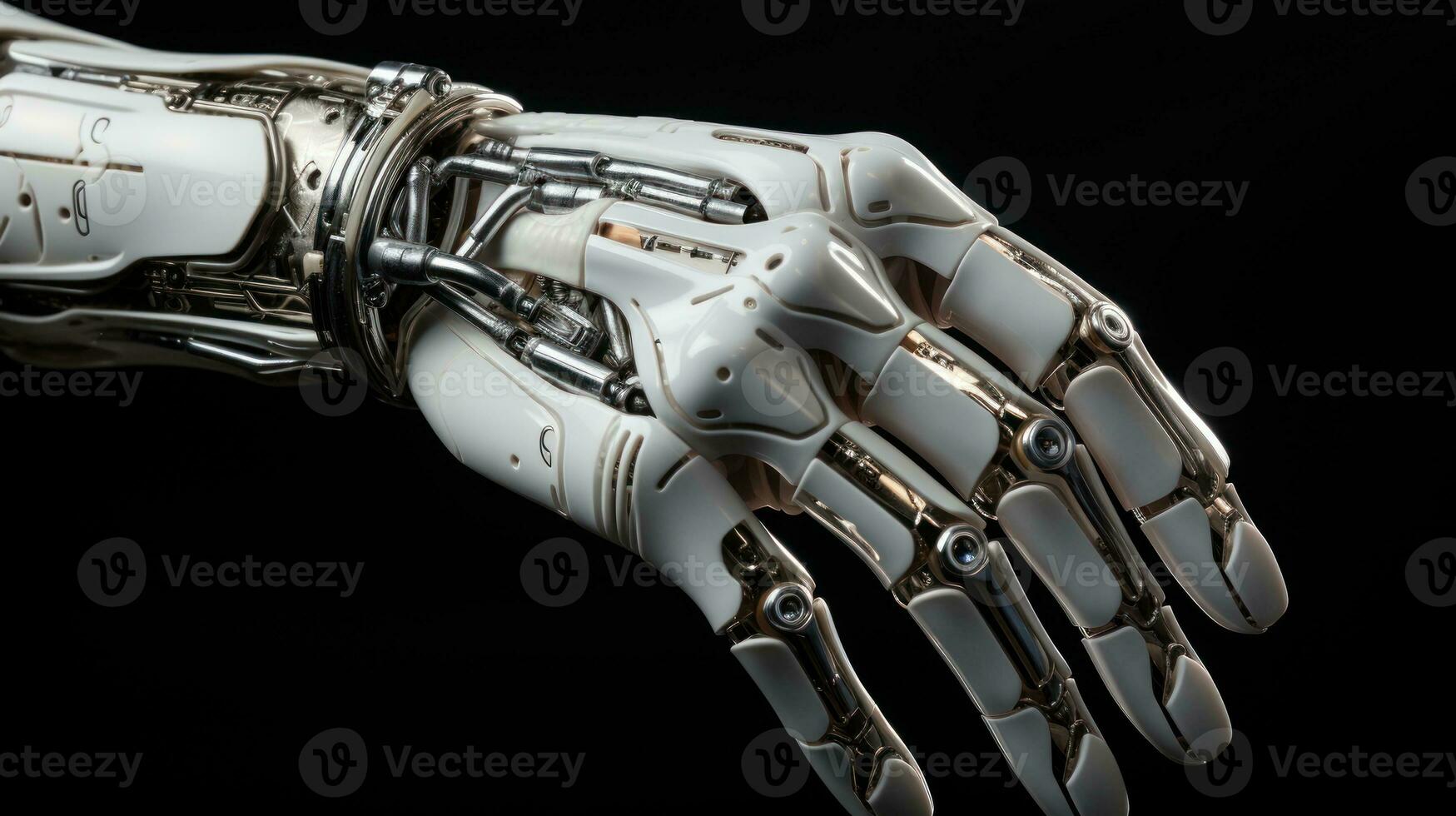 Robotic Hand with Five Fingers Isolated on White Background AI Generated photo