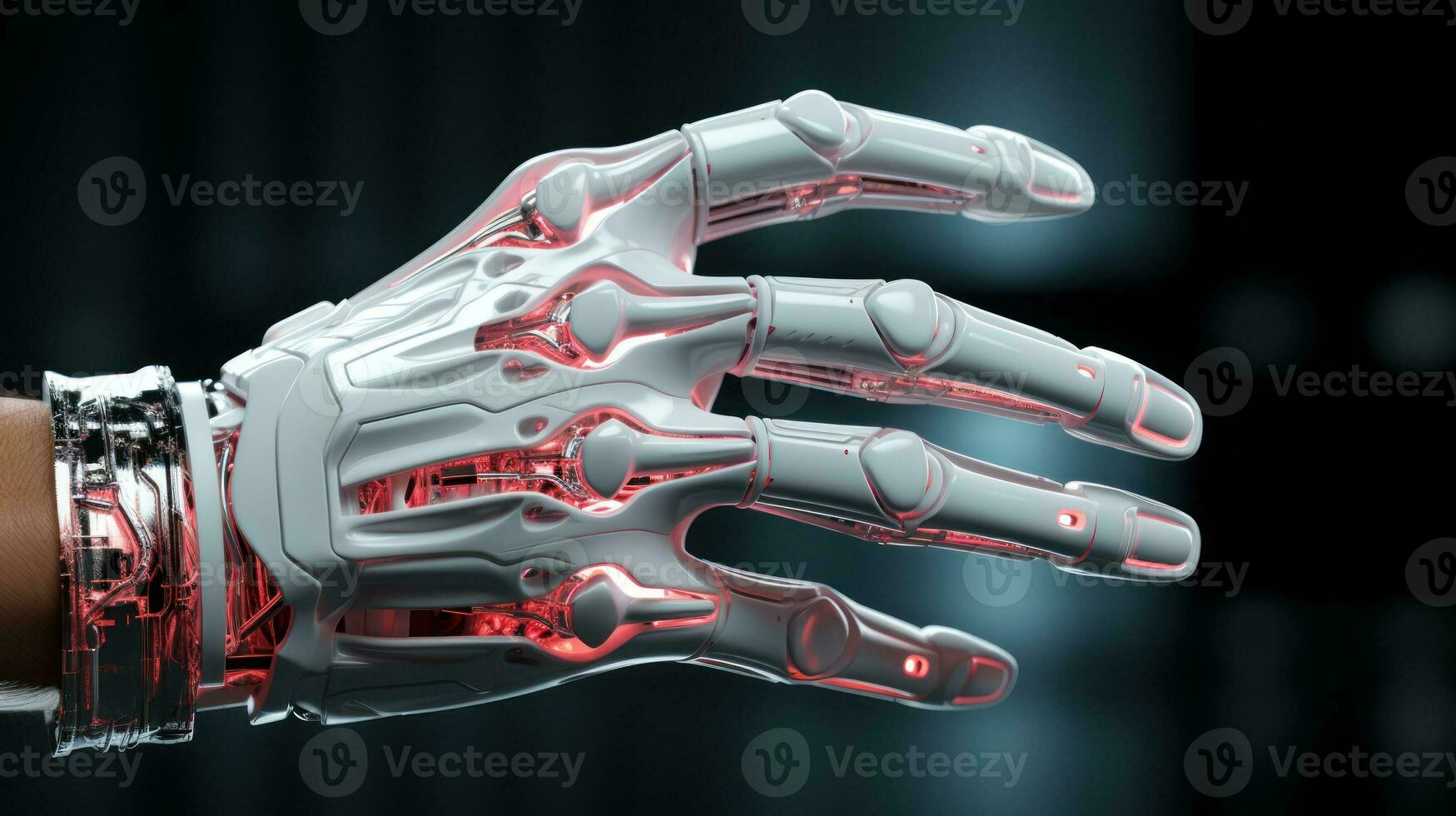 Robotic Hand with Five Fingers Isolated on White Background AI Generated photo