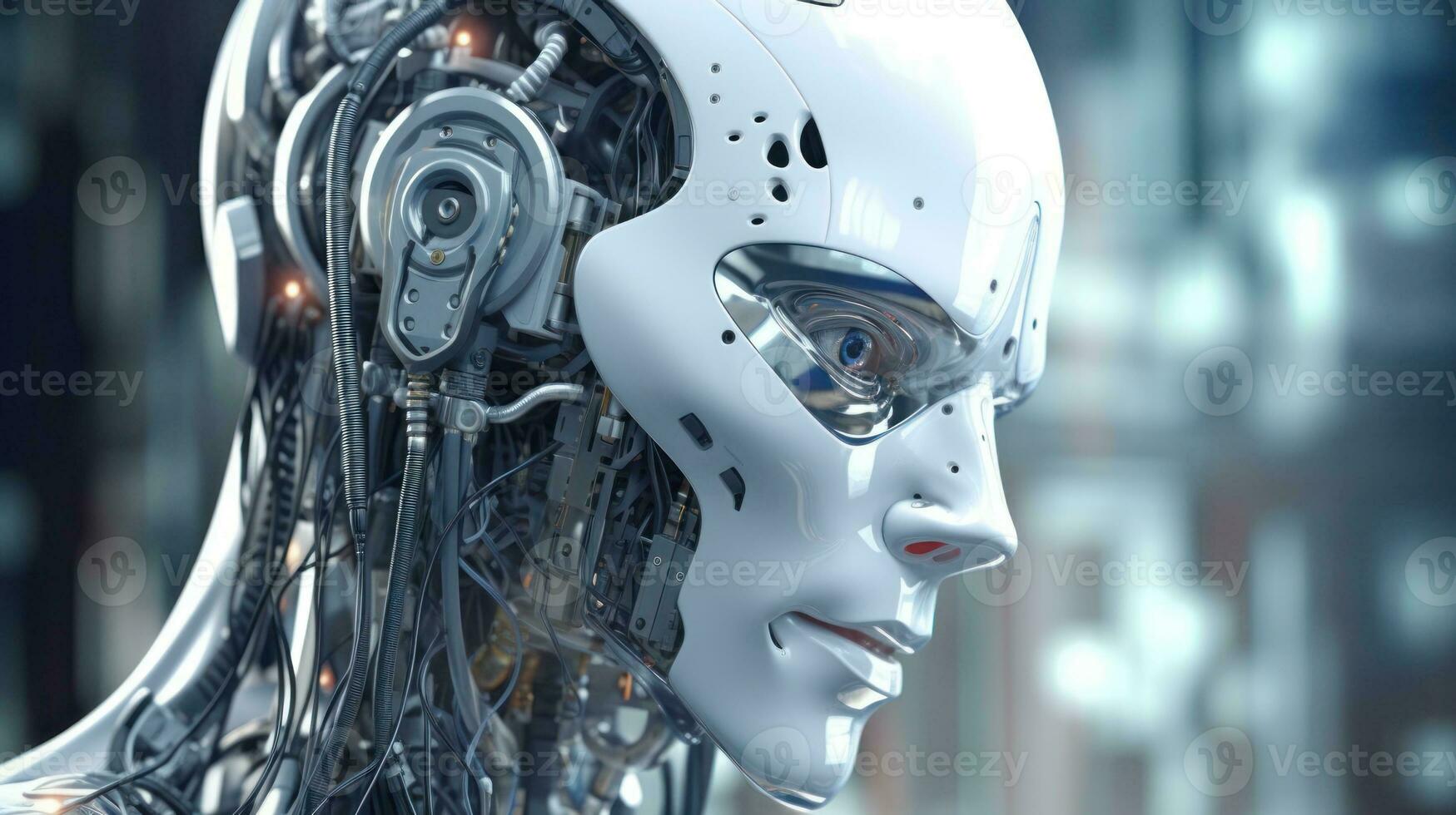 Futuristic Robot Android Operating Advanced Machinery AI Generated photo