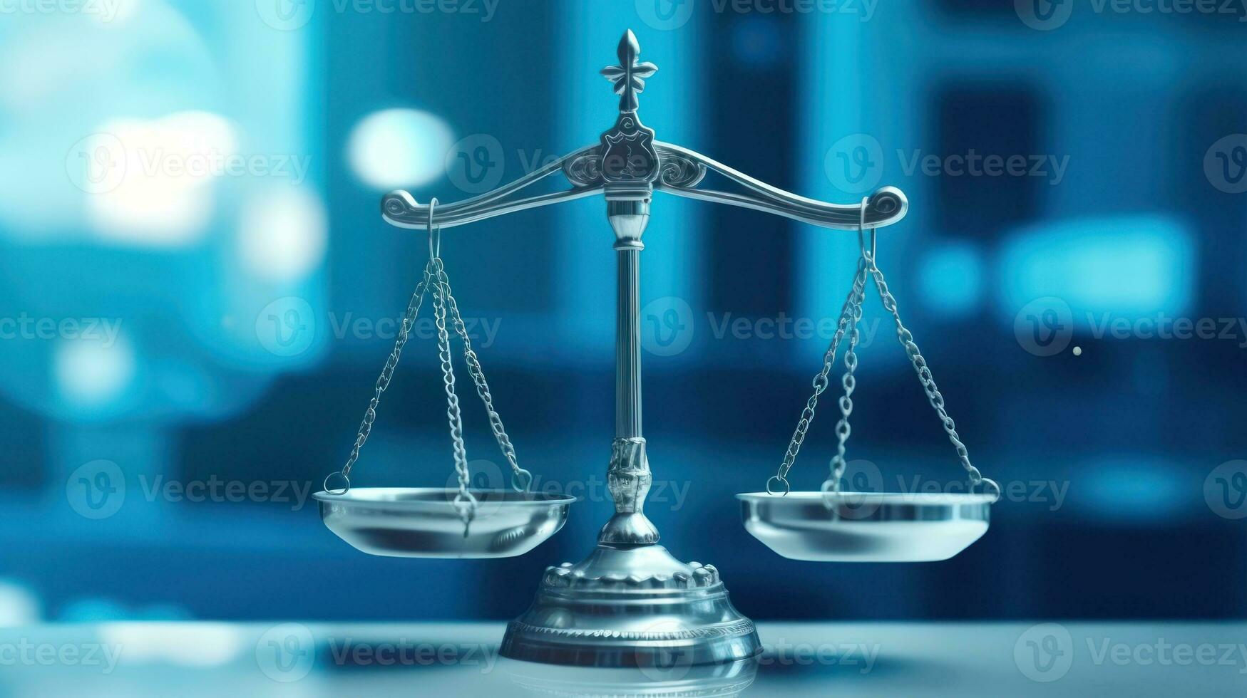 Scale of Justice on White Technological Background Banner AI Generated photo