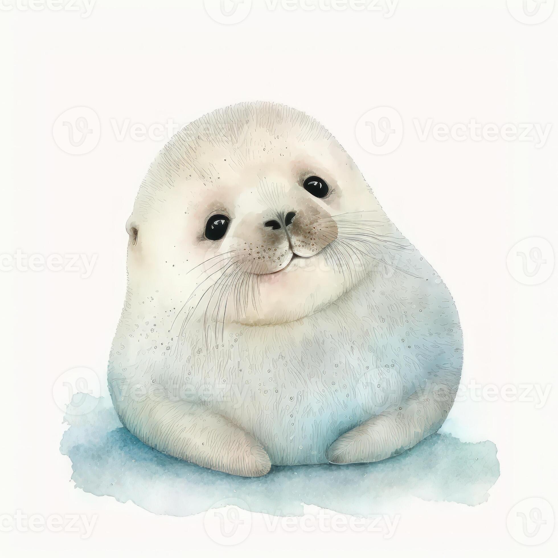 Adorable Watercolor Handpainted Baby Seal Clipart on White Background AI  Generated 29994312 Stock Photo at Vecteezy