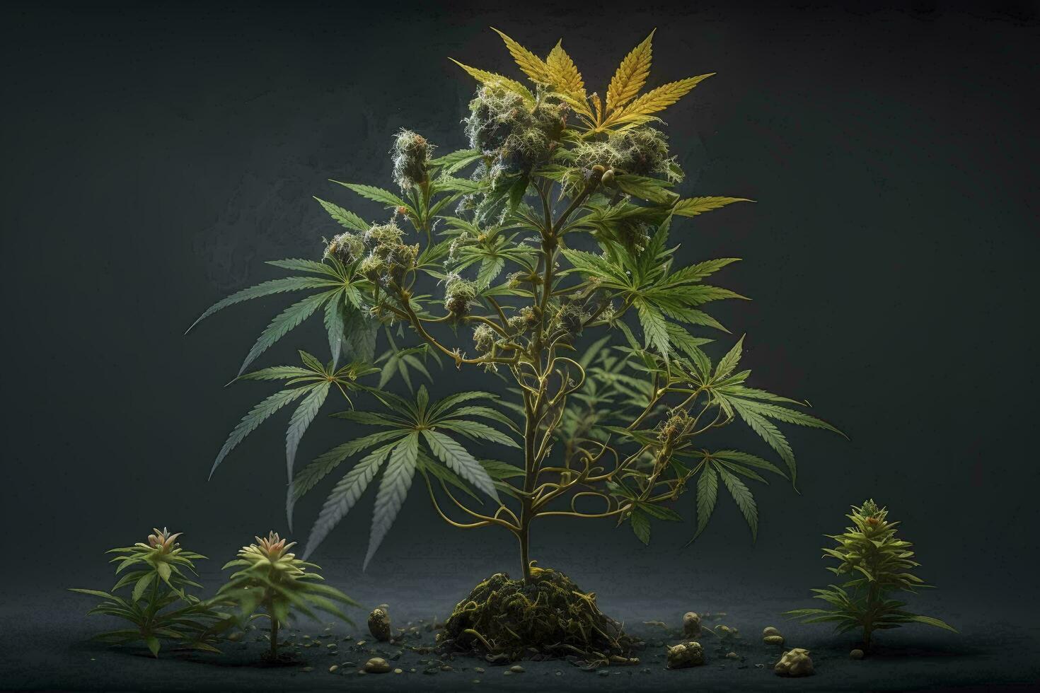 Beautiful Cannabis Plant with Blooming Buds AI Generated photo