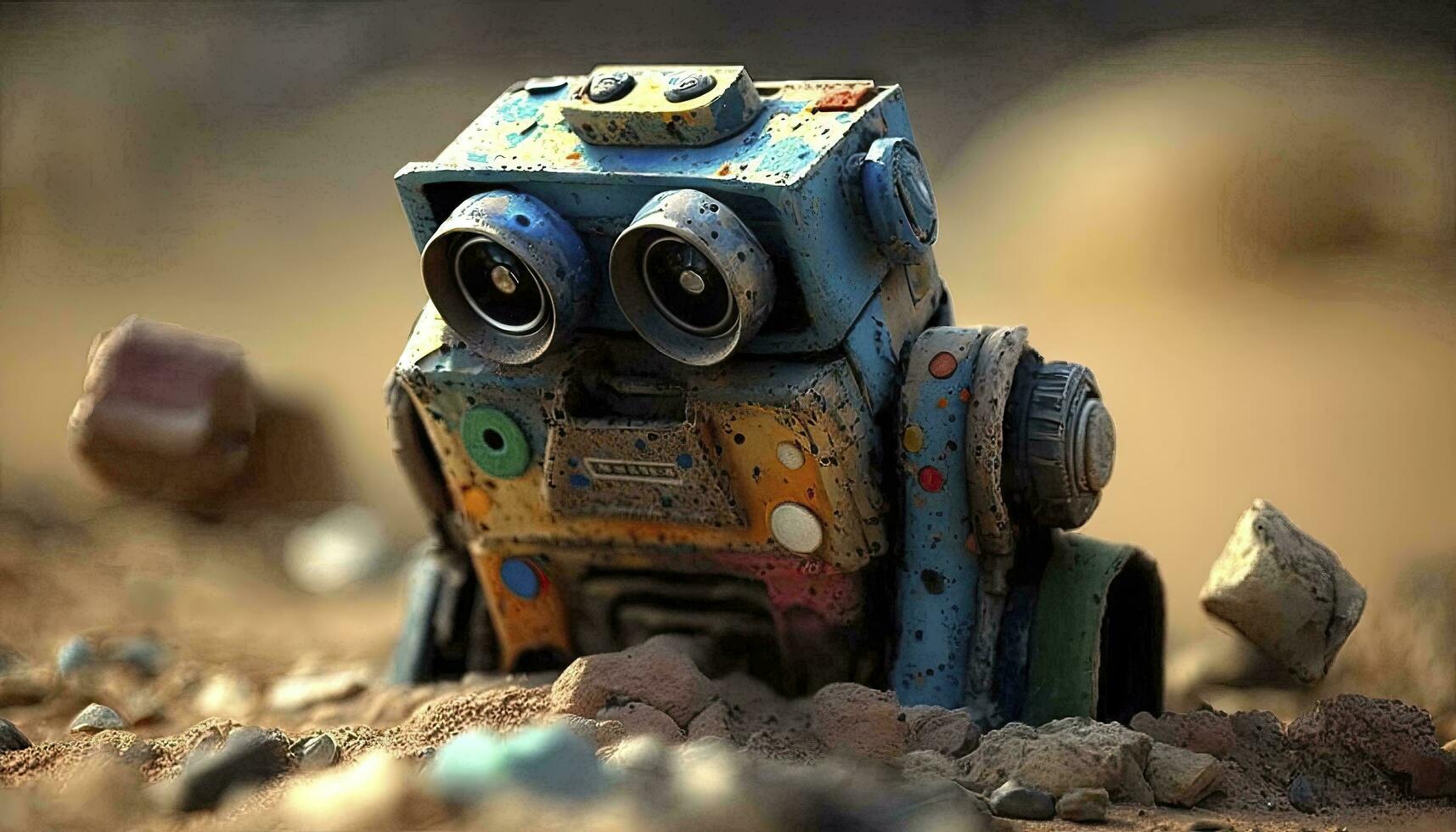 Colorful Robot Made from Junk A Creative Artwork AI Generated photo