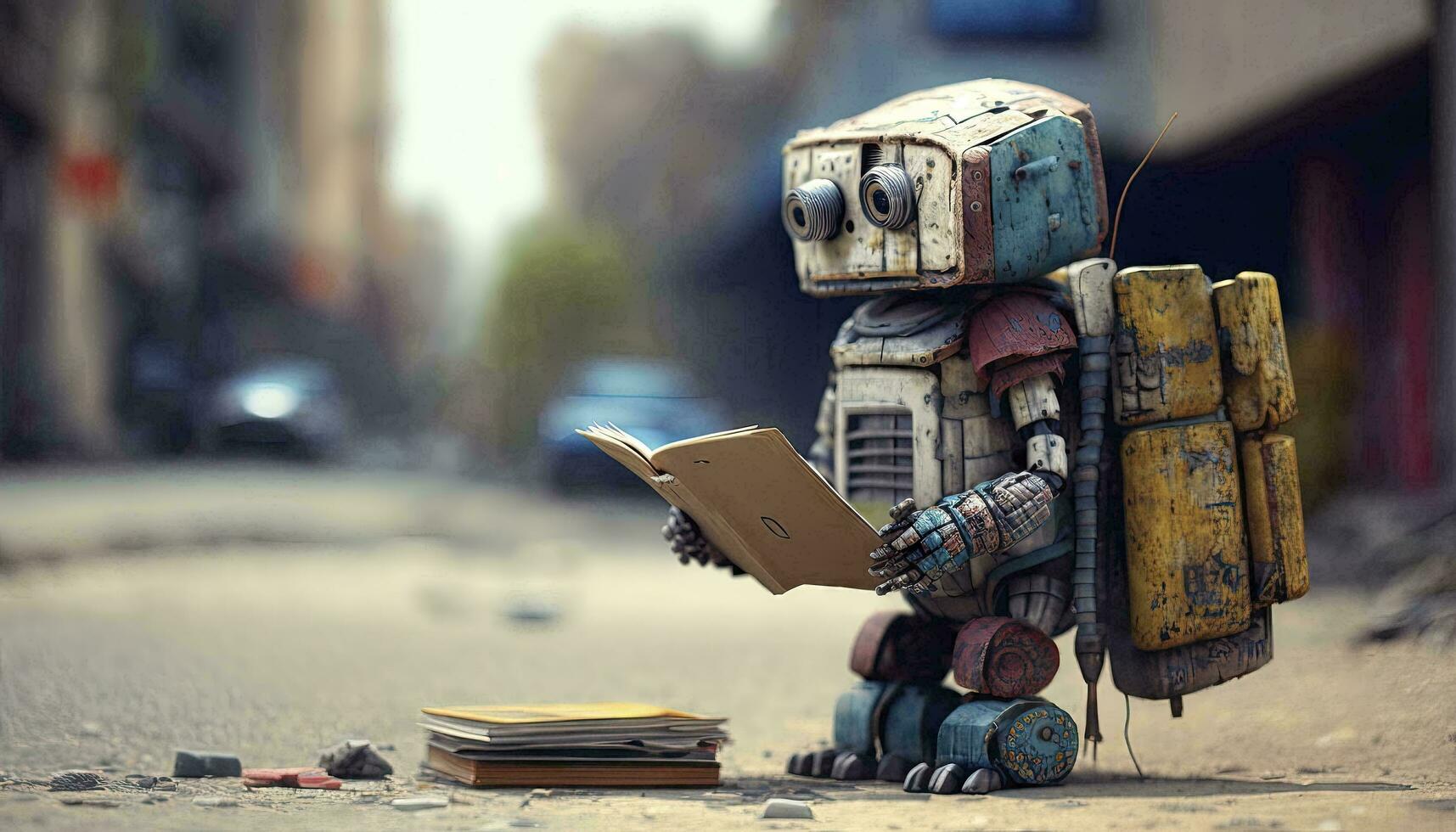 Intricate Robot Sculpture Made from Recycled Materials AI Generated photo