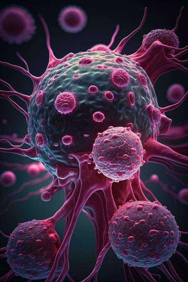 eliminando rosado cáncer células en alto resolución ai generado foto