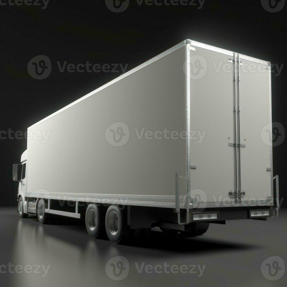 Modern Grey Background with Disassembled Semitrailer AI Generated photo