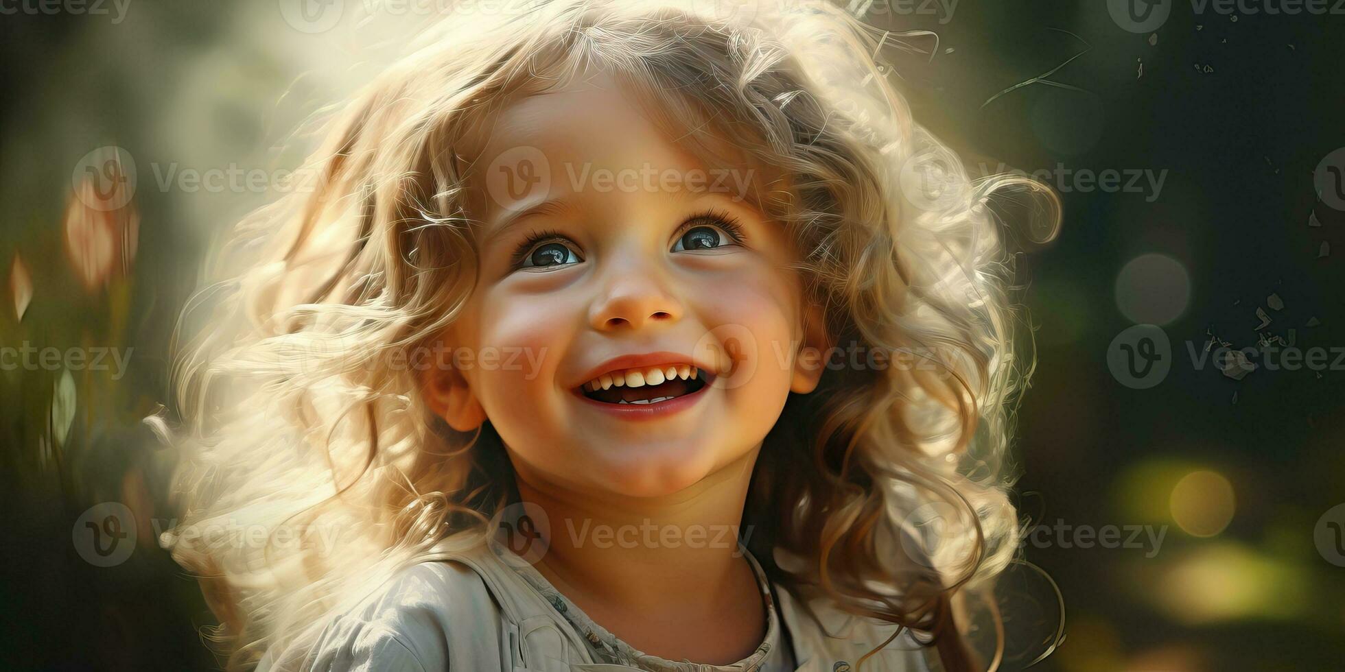 Happy child with wide eyes and a big smile AI Generated photo