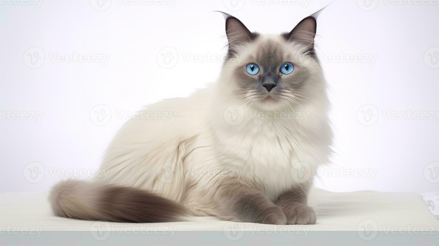 Beautiful Birman Cat Breed on White Background AI Generated photo
