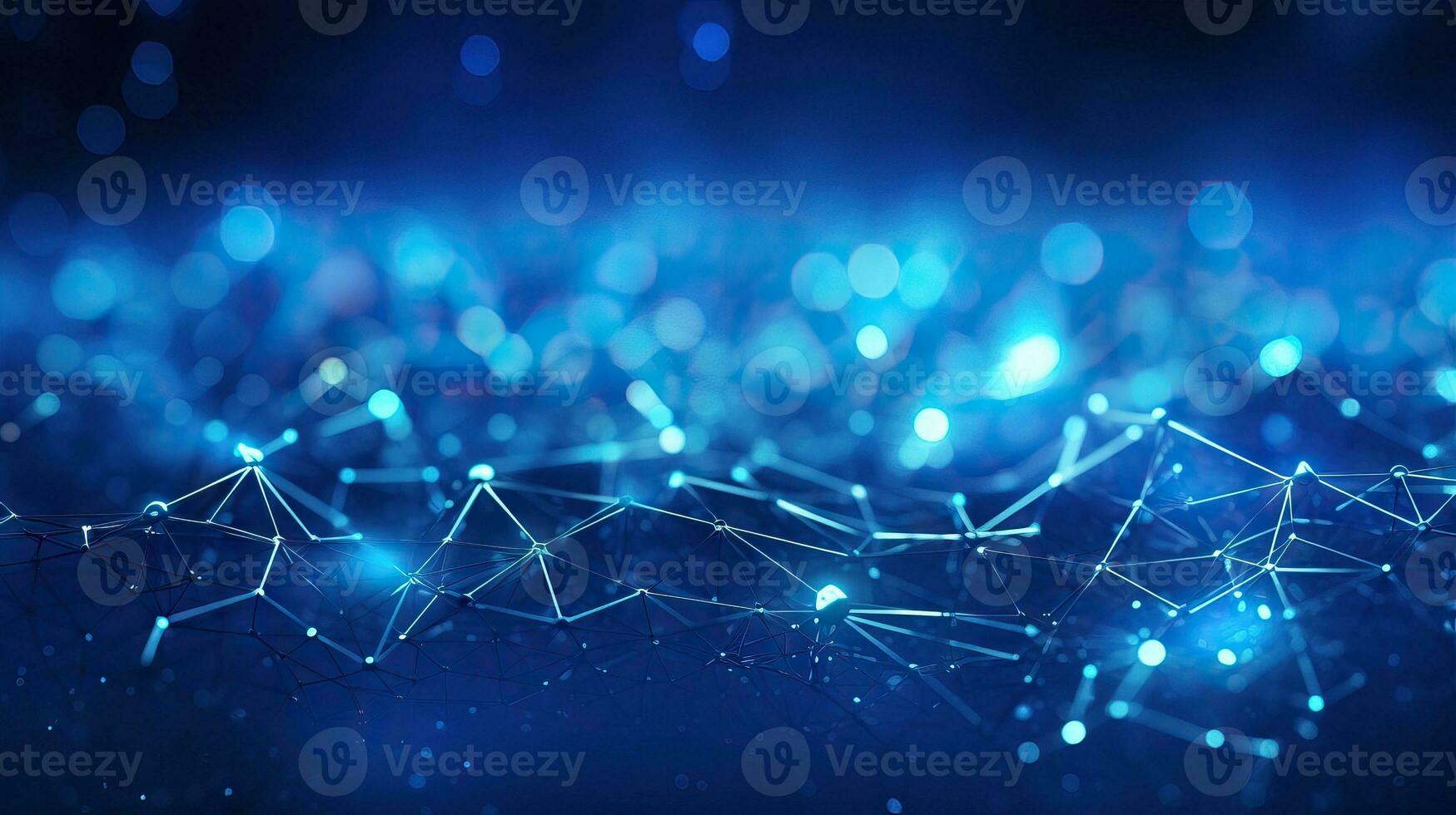 Blue Abstract Background with Network Grid AI Generated photo