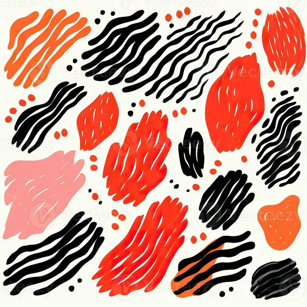 Abstract Charcoal Scribble Stripes and Bold Paint Shapes AI Generated photo