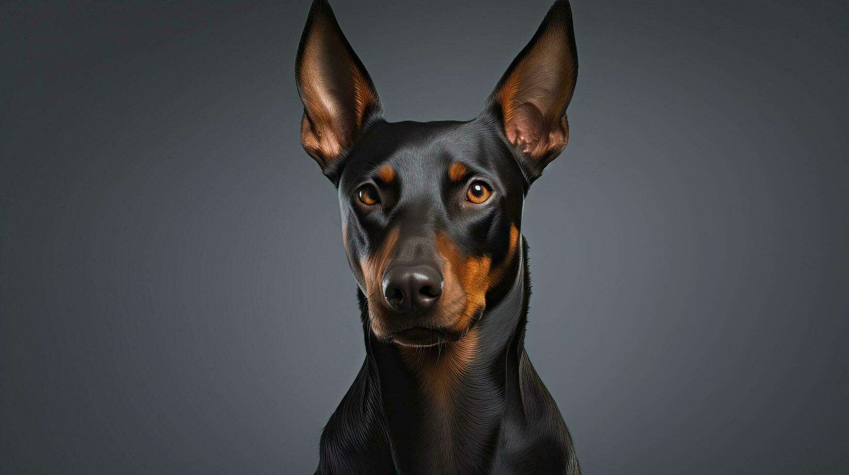 Elegant Doberman Pinscher Dog on White Background AI Generated photo