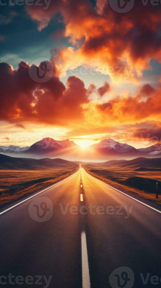 A Beautiful Graphic Image of an Open Road AI Generated photo