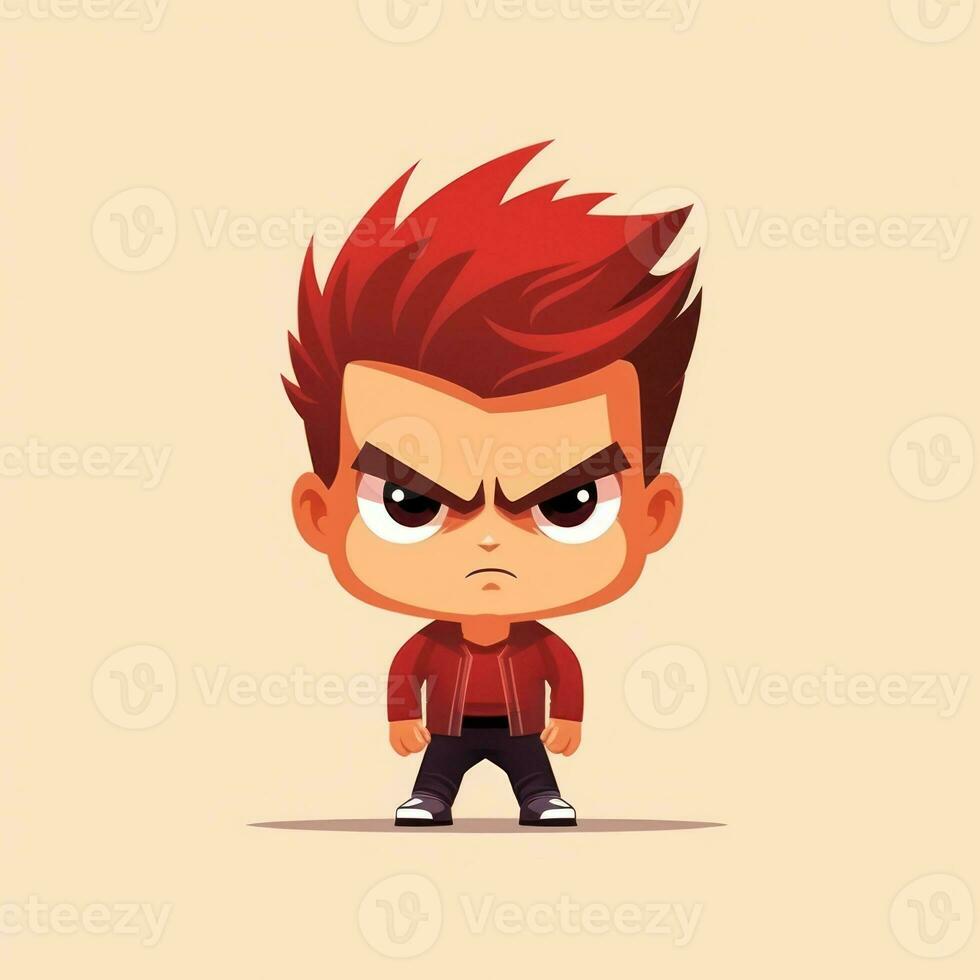Angry Kid in Flat Minimalistic Animation AI Generated photo