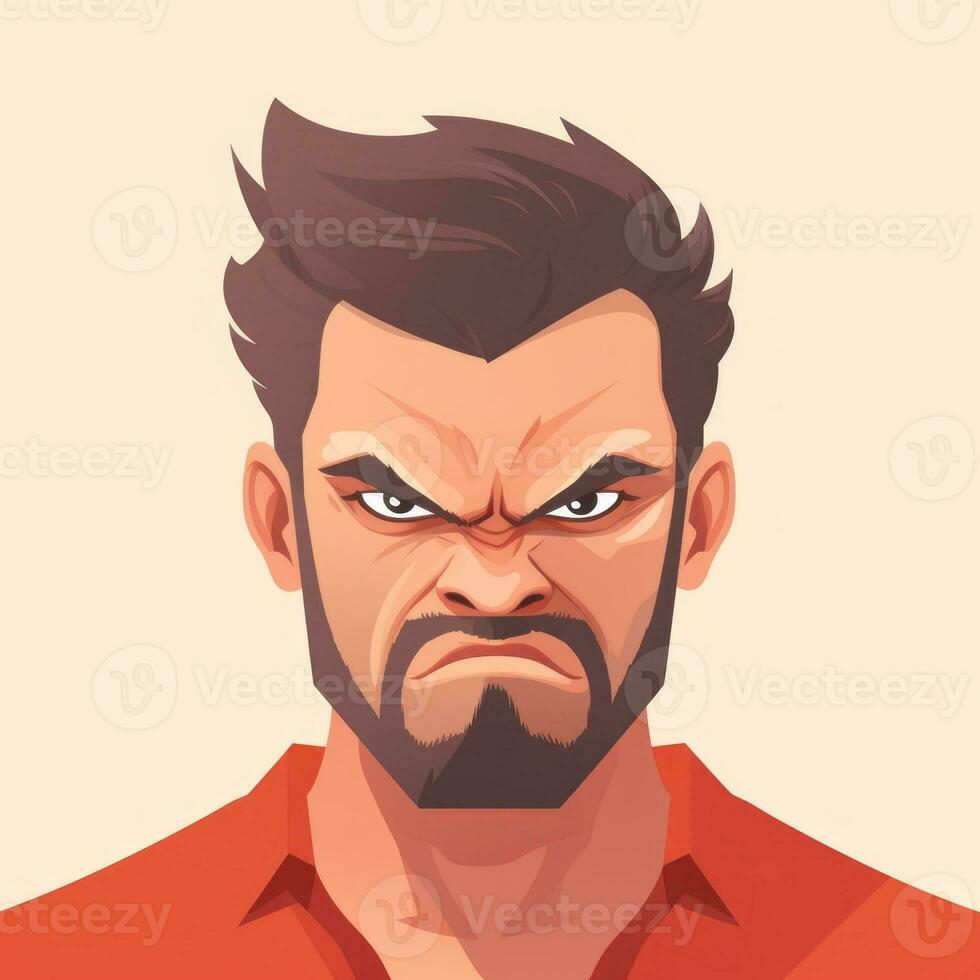 Angry Man Flat Minimalistic Animation AI Generated photo