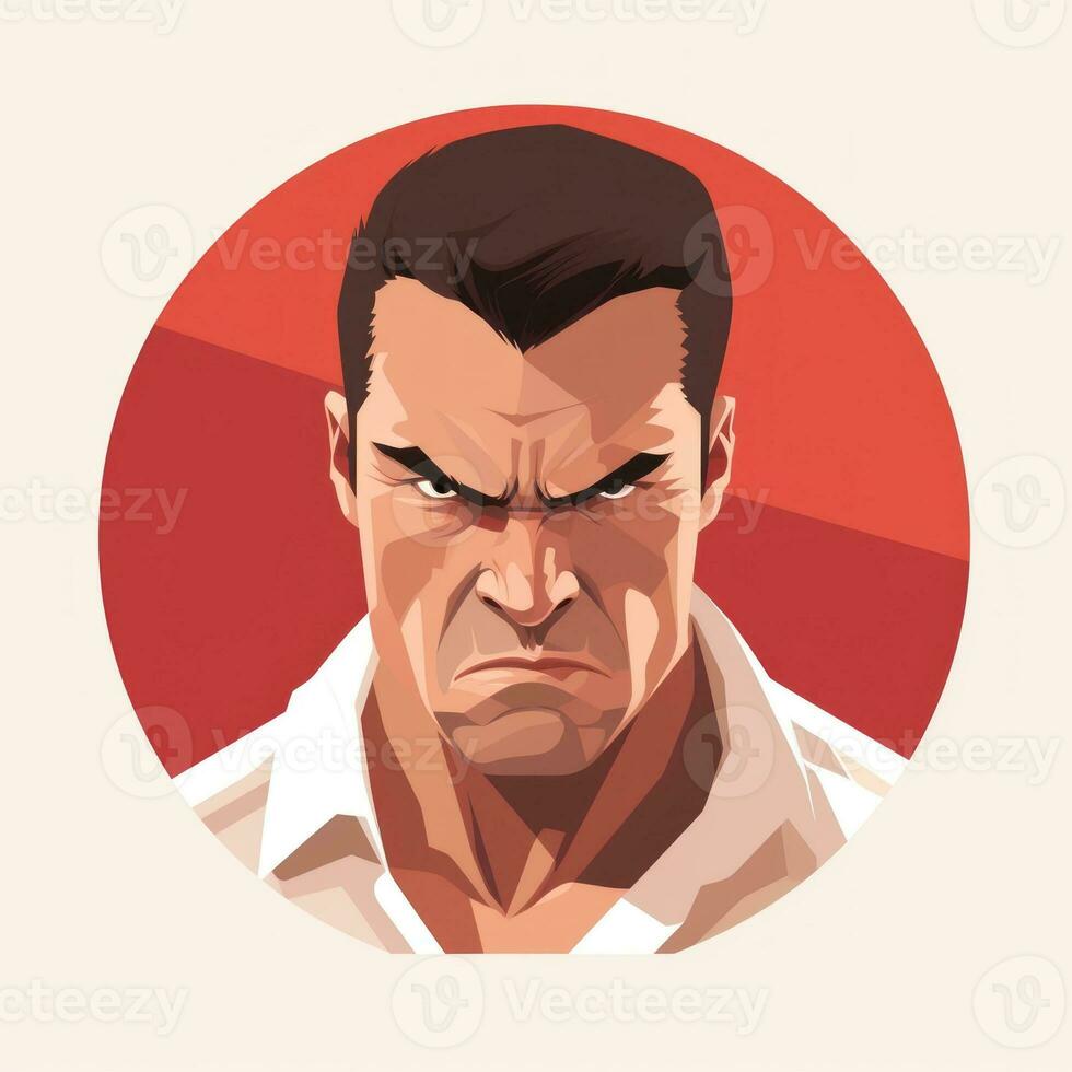 Angry Man Flat Minimalistic Animation AI Generated photo