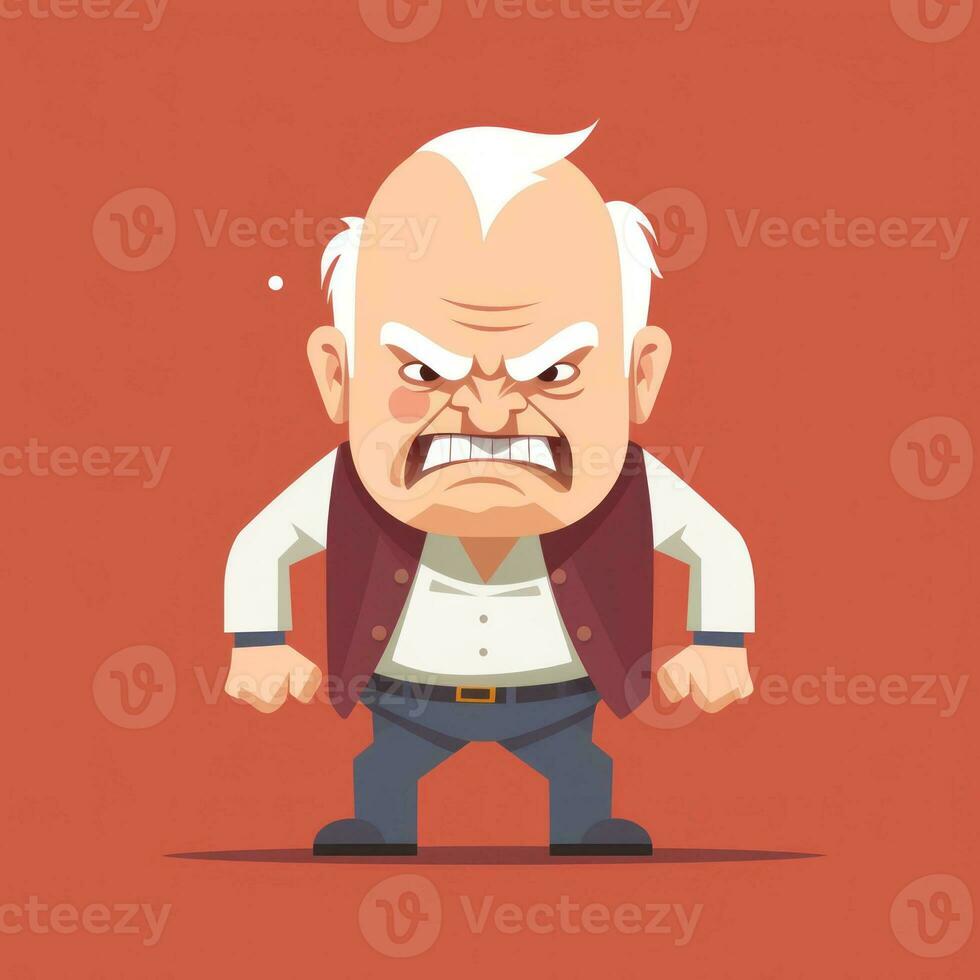 Angry Old Man  Flat Minimalistic Animation AI Generated photo