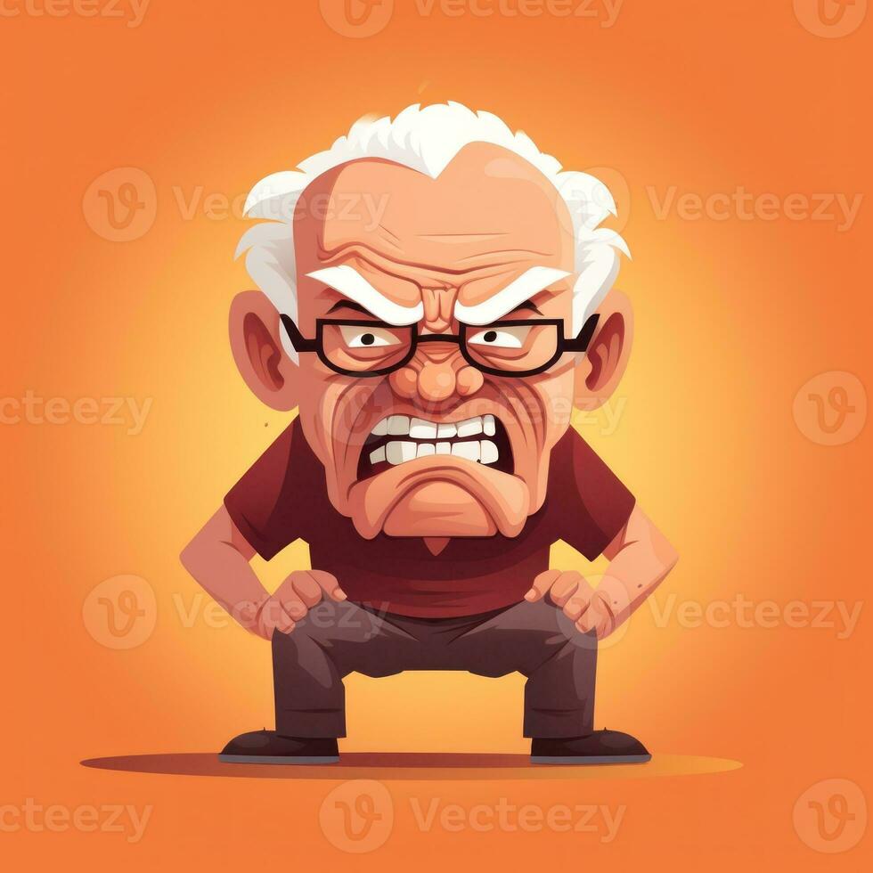 Angry Old Man  Flat Minimalistic Animation AI Generated photo