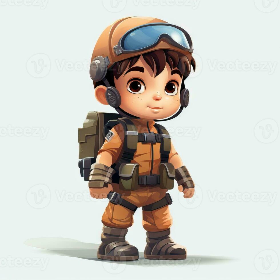 Minimalistic Animation of a Kid Soldier AI Generated photo