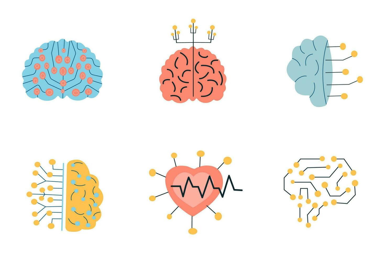 Brain ai tech Set. Artificial intelligence vector symbol illustration