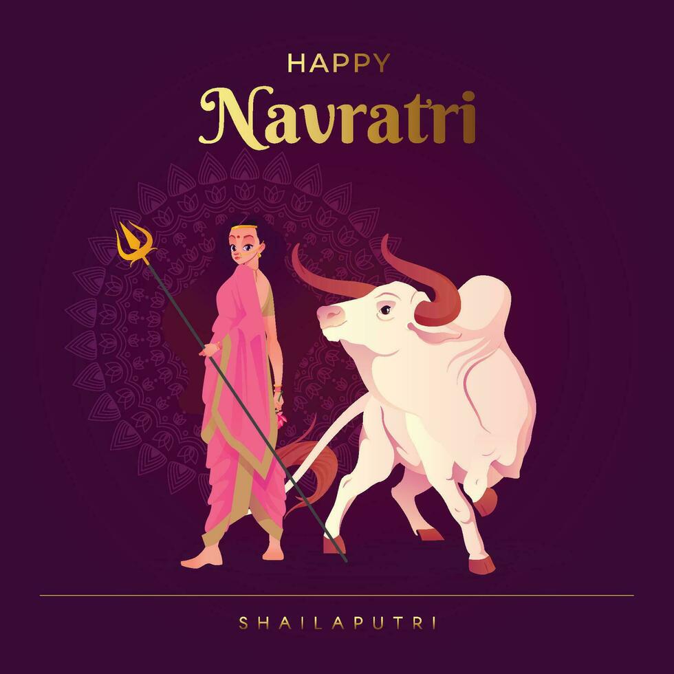 navratri concepto ilustración, diosa Shailaputri, contento navratri vector